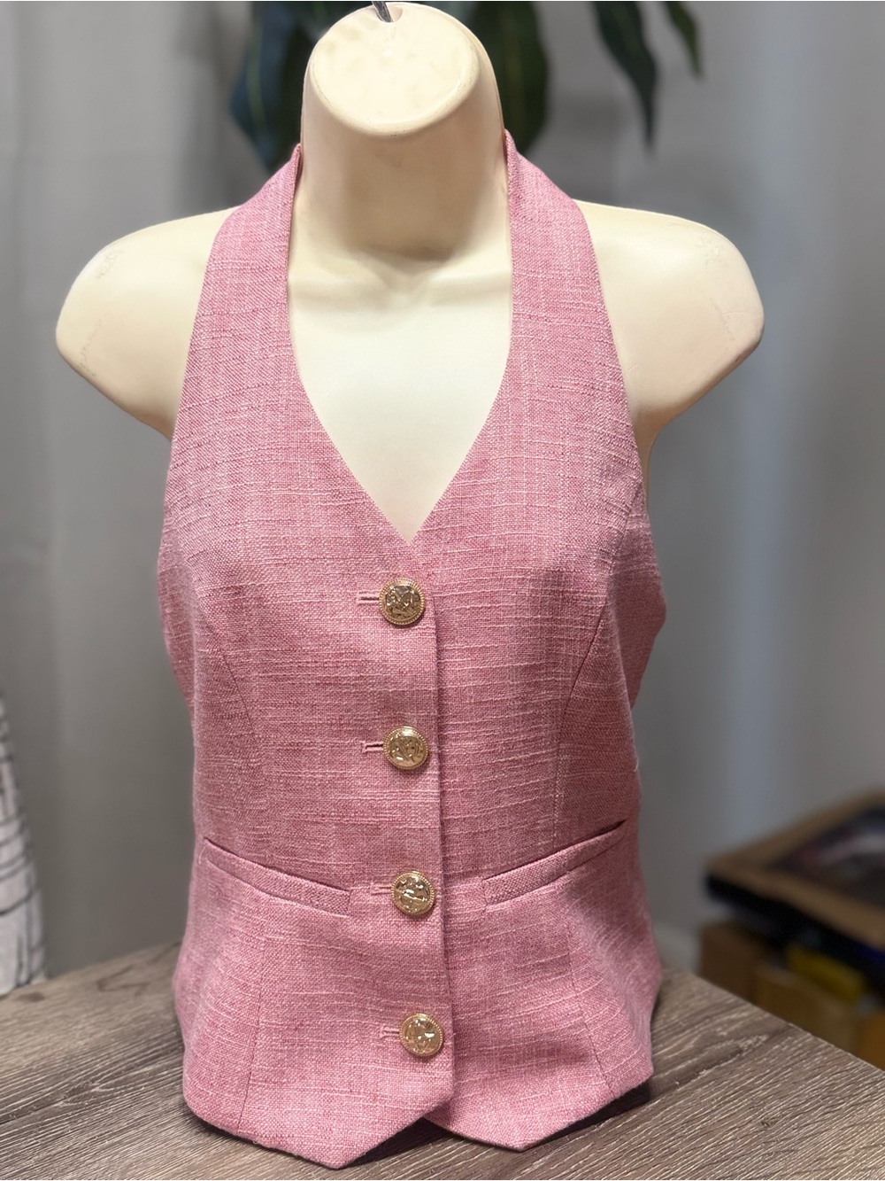 Commense Pink Linen Bucket Hat